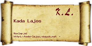 Kada Lajos névjegykártya